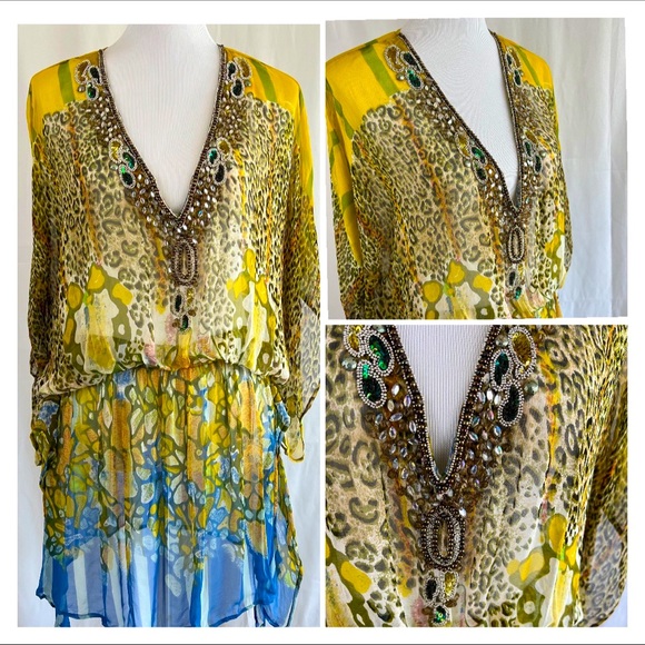 Roberto Cavalli Dresses & Skirts - Roberto Cavalli Crepe Bead Embroidered Kaftan Size 6 Retail $1195